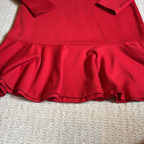 Ralph Lauren Girls Vibrant Red Ruffle Hem Dress - Picture 5 of 6